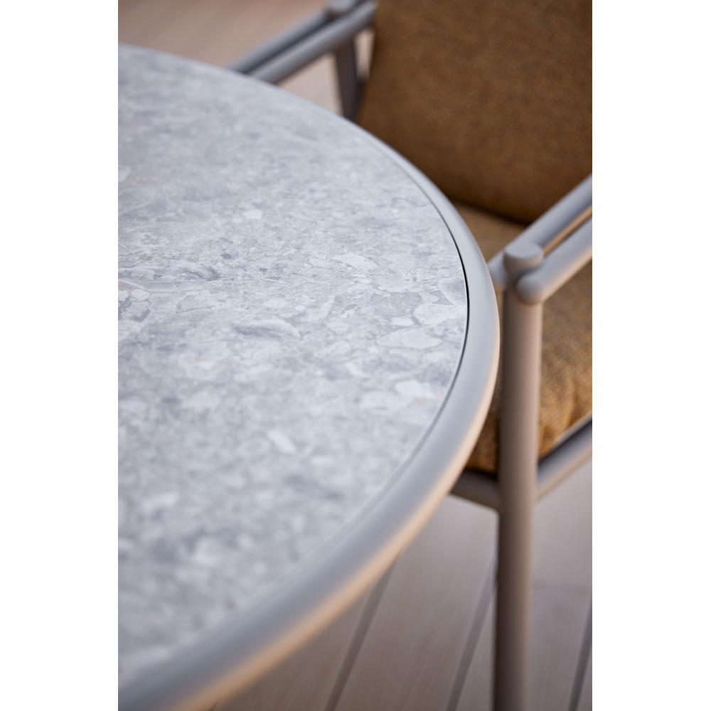 Glaze Dining Table - Multi Color Ceramic Top, Taupe Aluminum Base