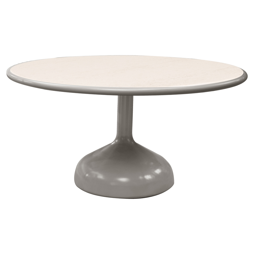 Glaze Dining Table - Travertine Look Ceramic Top, Taupe Aluminum Base