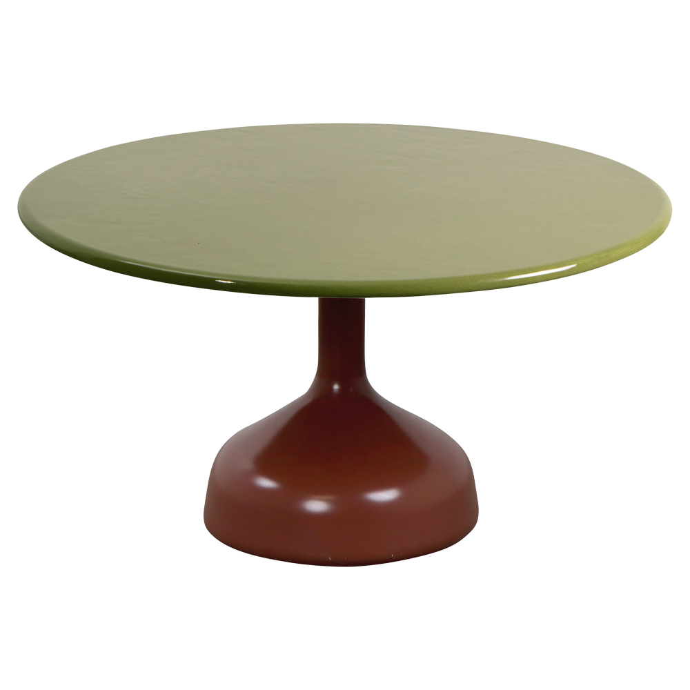 Glaze Large Coffee Table Green Lava Stone Top Desert Red Aluminum Base 1 | Rouse Home