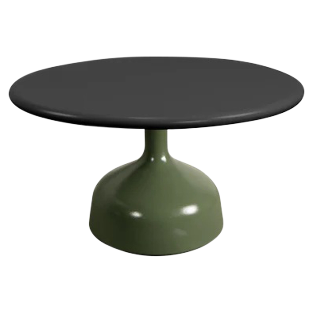 Glaze Large Coffee Table Lava Gray Aluminum Top Olive Green Aluminum Base 1 | Rouse Home