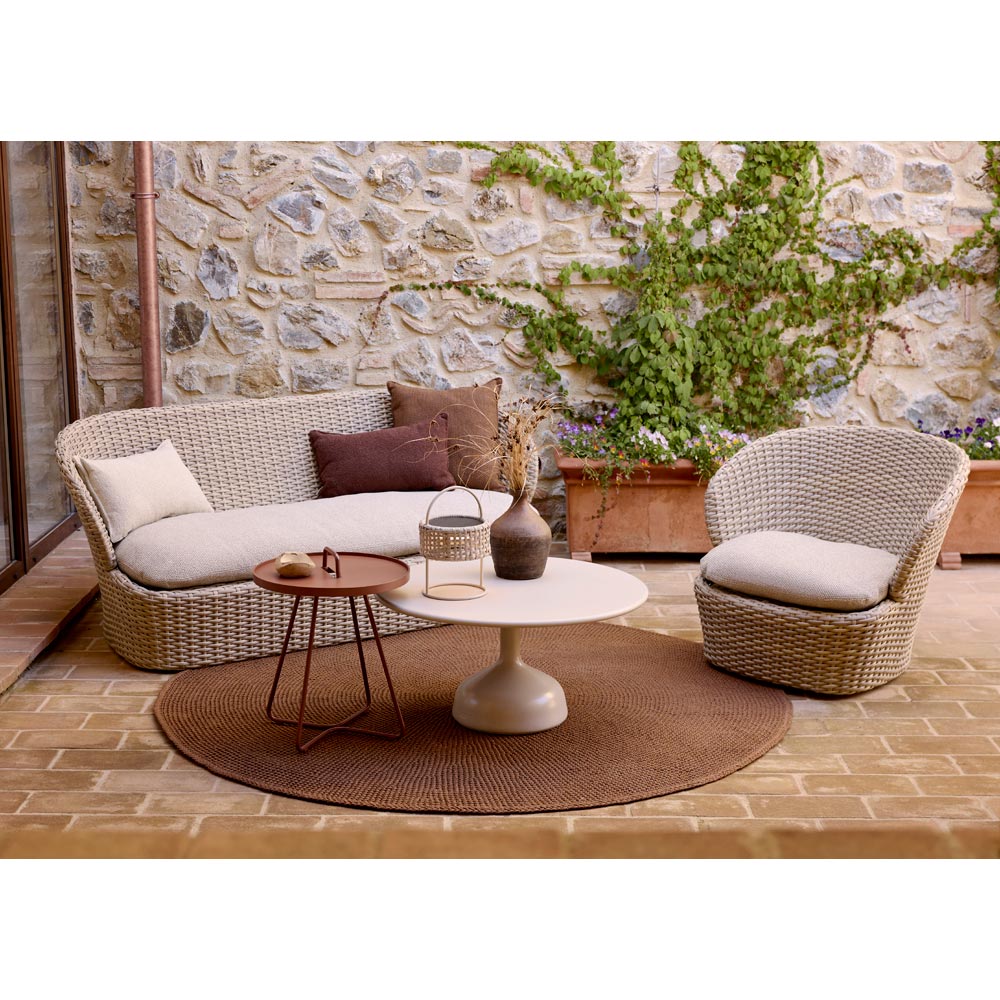 Glaze Large Coffee Table Taupe Lava Stone Top Sand Aluminum Base 2 | Rouse Home