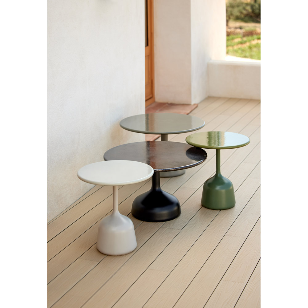 Glaze Large Coffee Table Teak Geometric Top Desert Red Aluminum Base 7 | Rouse Home