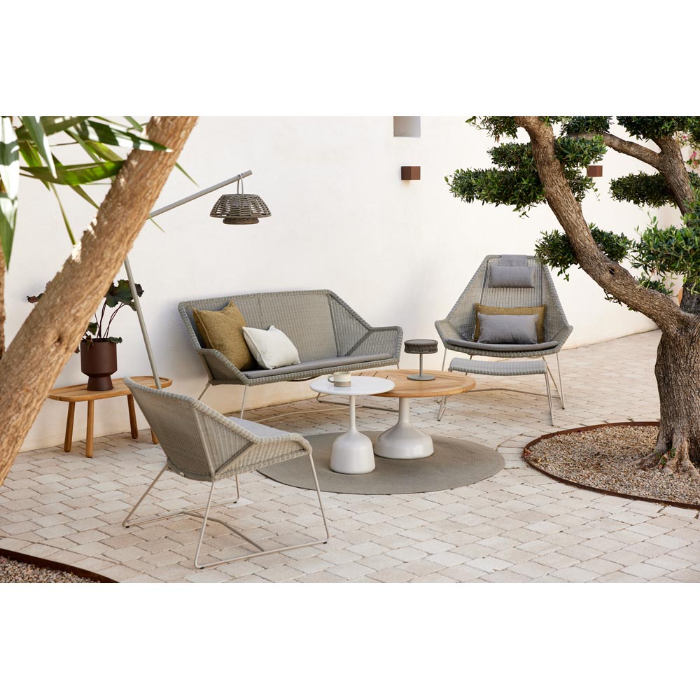 Glaze Large Coffee Table Teak Geometric Top Taupe Aluminum Base 6 | Rouse Home