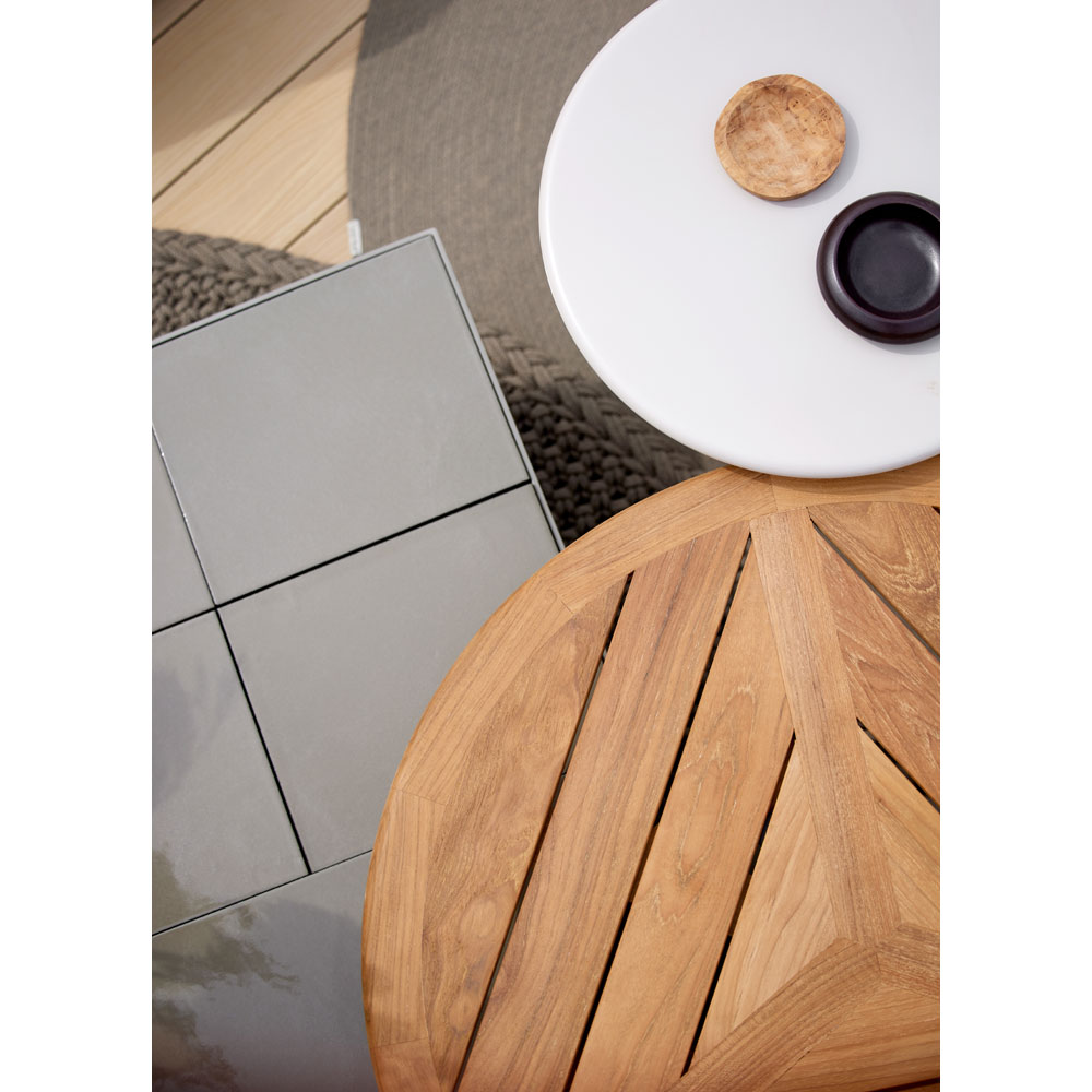 Glaze Rectangular Coffee Table - Taupe Lava Stone Top, Taupe Aluminum Base