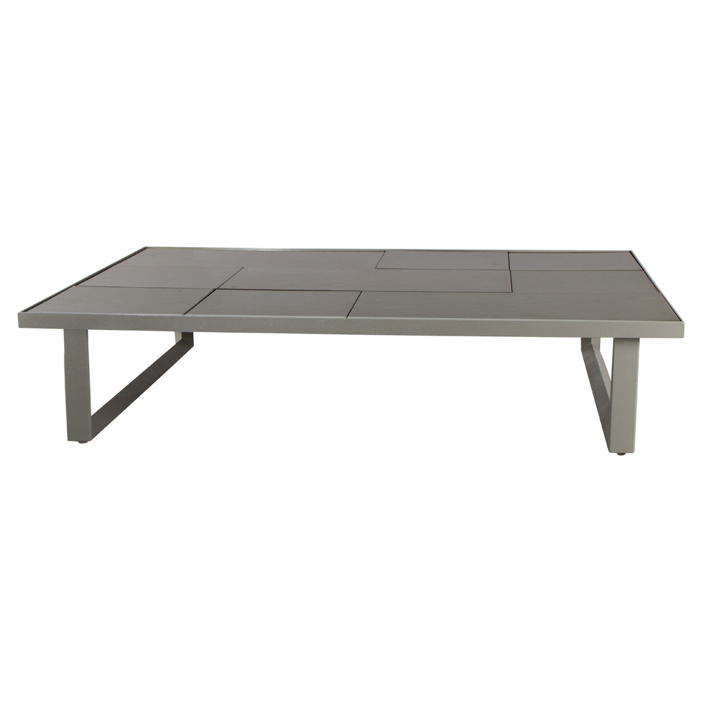 Glaze Rectangular Coffee Table - Taupe Lava Stone Top, Taupe Aluminum Base