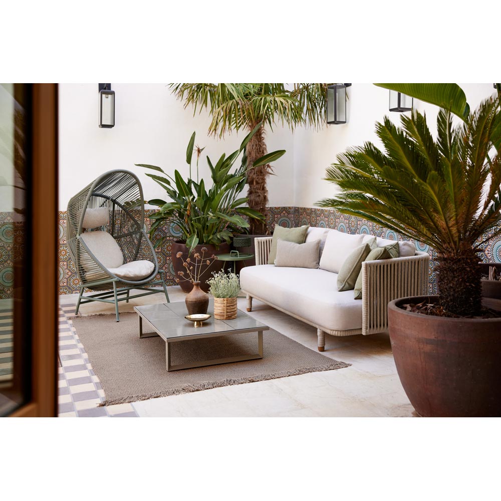 Glaze Rectangular Coffee Table - Taupe Lava Stone Top, Taupe Aluminum Base