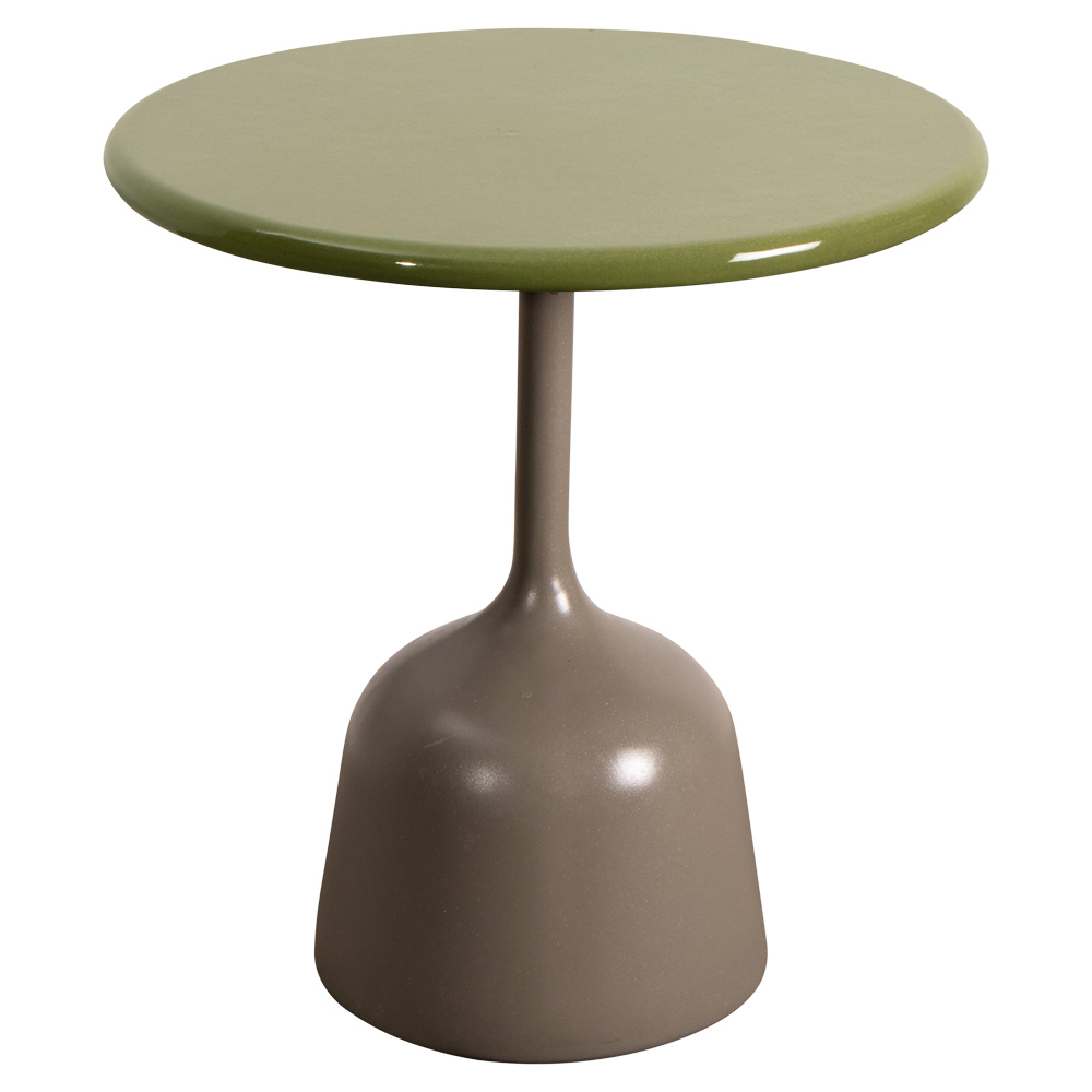 Glaze Small Coffee Table Green Lava Stone Top Taupe Aluminum Base 1 | Rouse Home