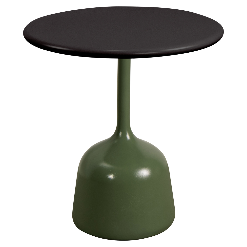 Glaze Small Coffee Table Lava Gray Aluminum Top Olive Green Aluminum Base 1 | Rouse Home