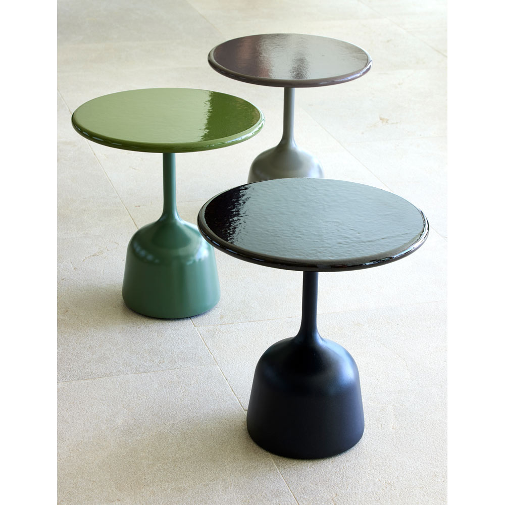 Glaze Small Coffee Table Taupe Lava Stone Top Lava Gray Aluminum Base 2 | Rouse Home