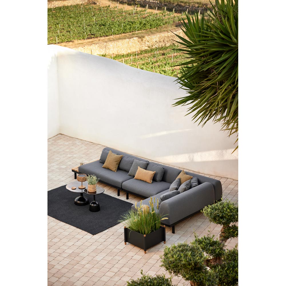 Glaze Small Coffee Table Taupe Lava Stone Top Lava Gray Aluminum Base 5 | Rouse Home