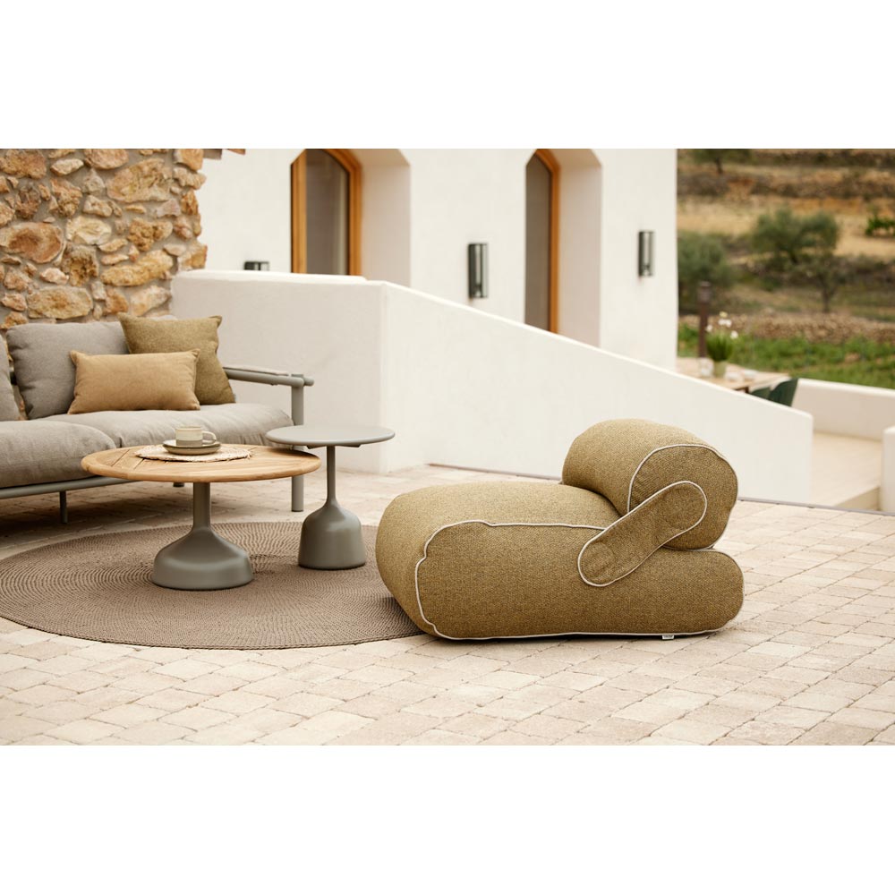 Glaze Small Coffee Table Taupe Lava Stone Top Lava Gray Aluminum Base 6 | Rouse Home