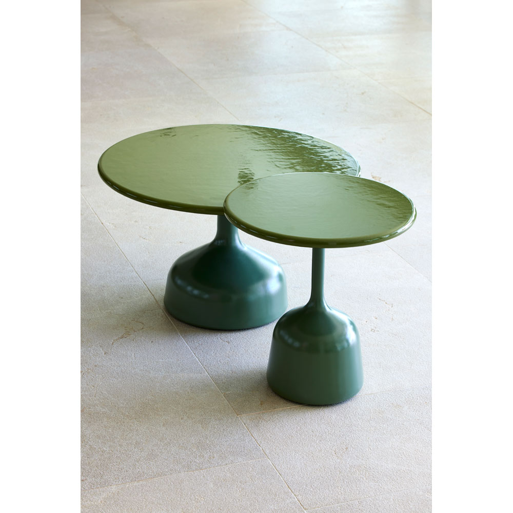 Glaze Small Coffee Table Taupe Lava Stone Top Lava Gray Aluminum Base 7 | Rouse Home