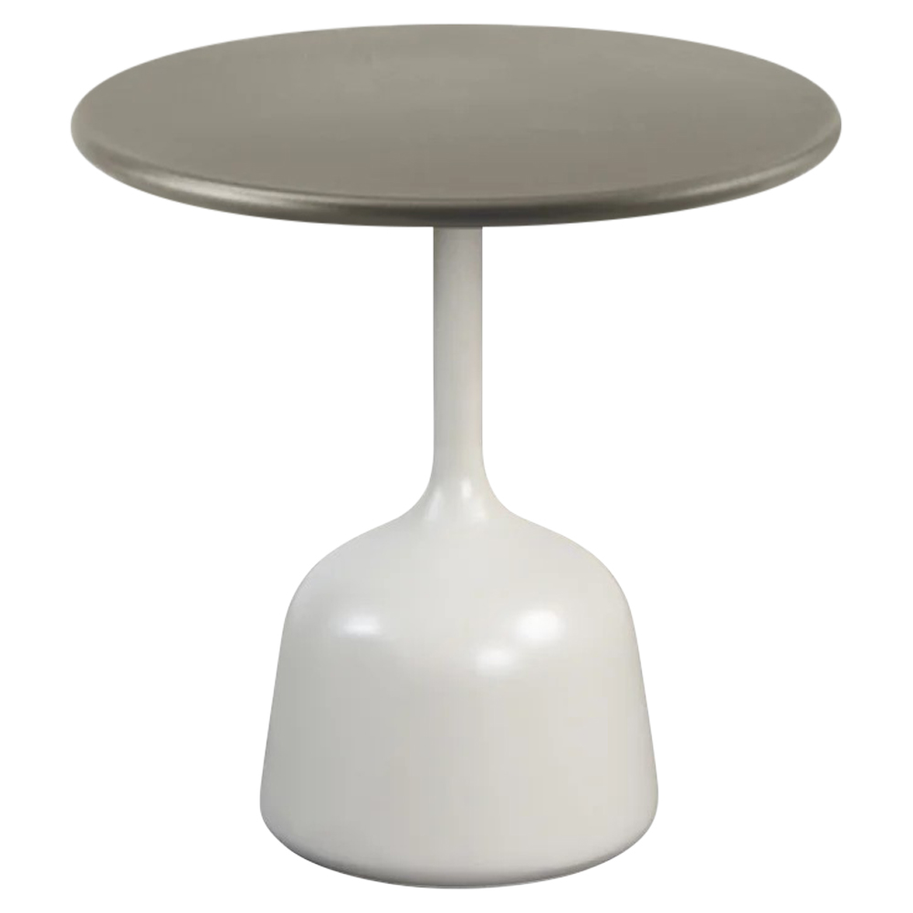 Glaze Small Coffee Table Taupe Lava Stone Top Sand Aluminum Base 1 | Rouse Home
