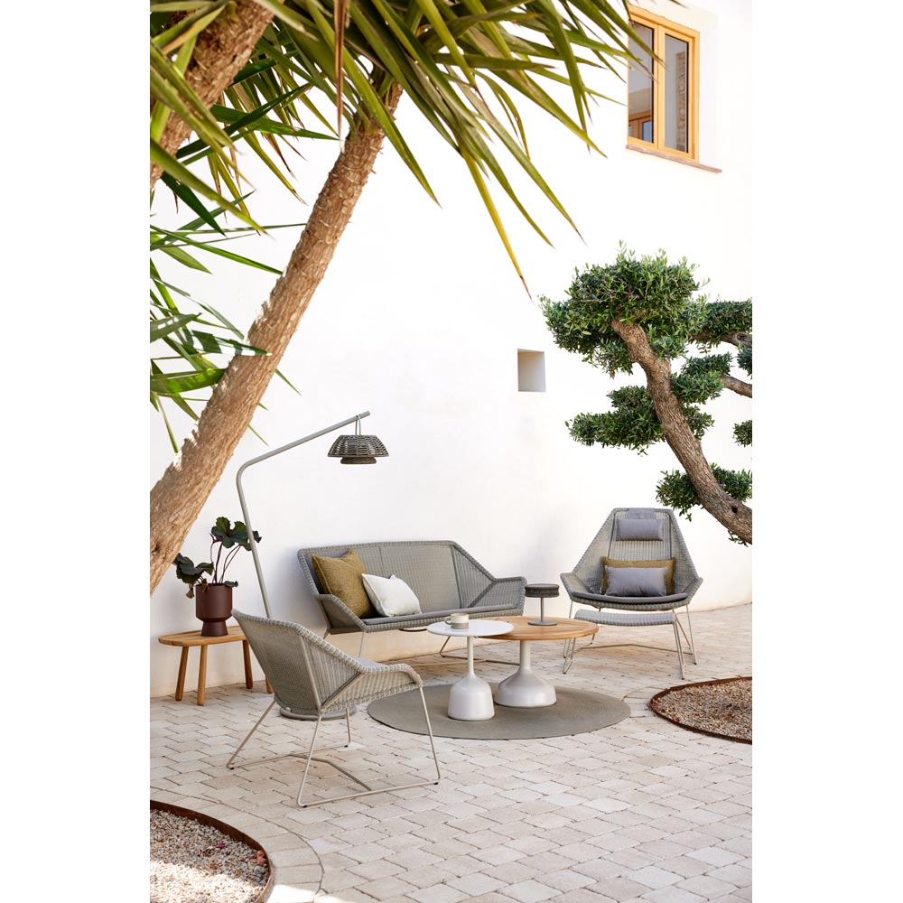 Glaze Small Coffee Table Taupe Lava Stone Top Sand Aluminum Base 3 | Rouse Home
