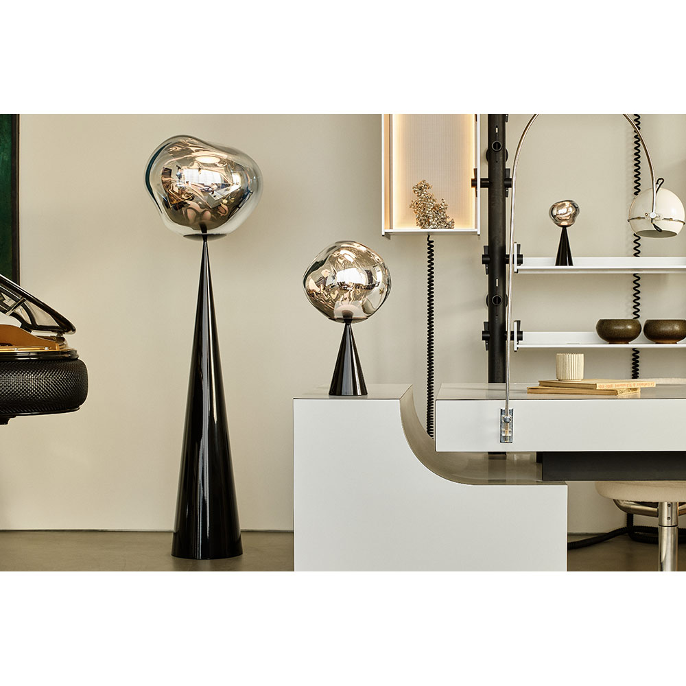 Melt Cone Fat Floor Lamp - Silver