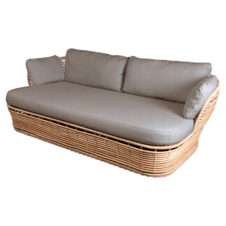 Basket 2 Seater Sofa - Taupe Cushions, Natural Weave Base