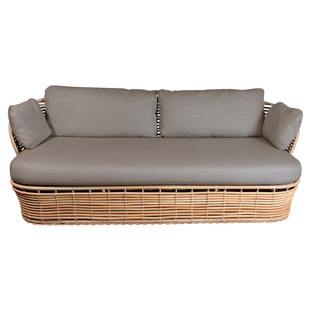 Basket 2 Seater Sofa - Taupe Cushions, Natural Weave Base