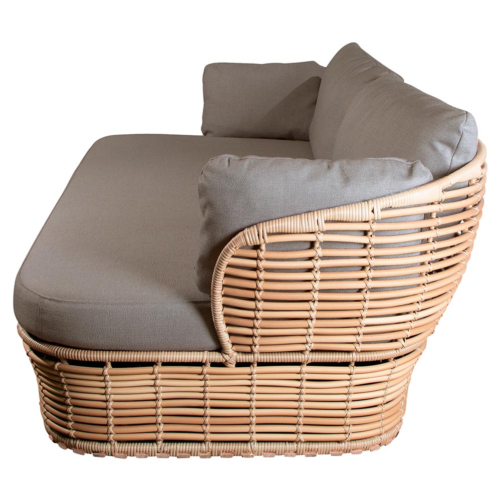 Basket 2 Seater Sofa - Taupe Cushions, Natural Weave Base