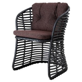 Basket Chair - Dark Bordeaux Cushions, Graphite Weave Frame