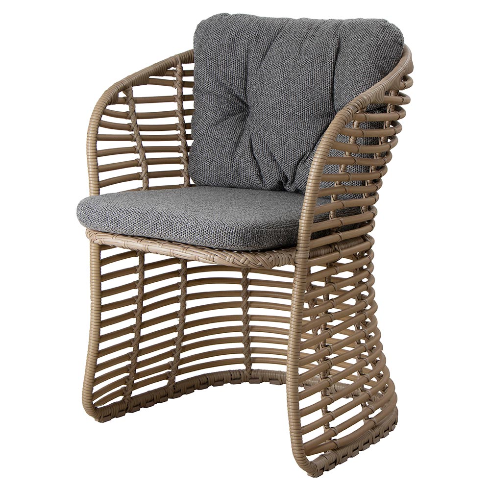 Basket Chair - Dark Gray Cushions, Natural Weave Frame