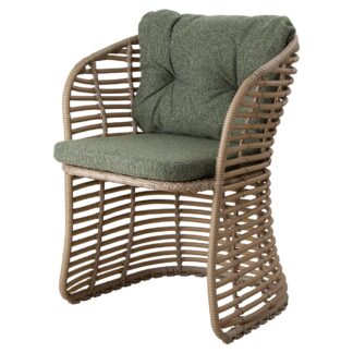 Basket Chair - Dark Green Cushions, Natural Weave Frame