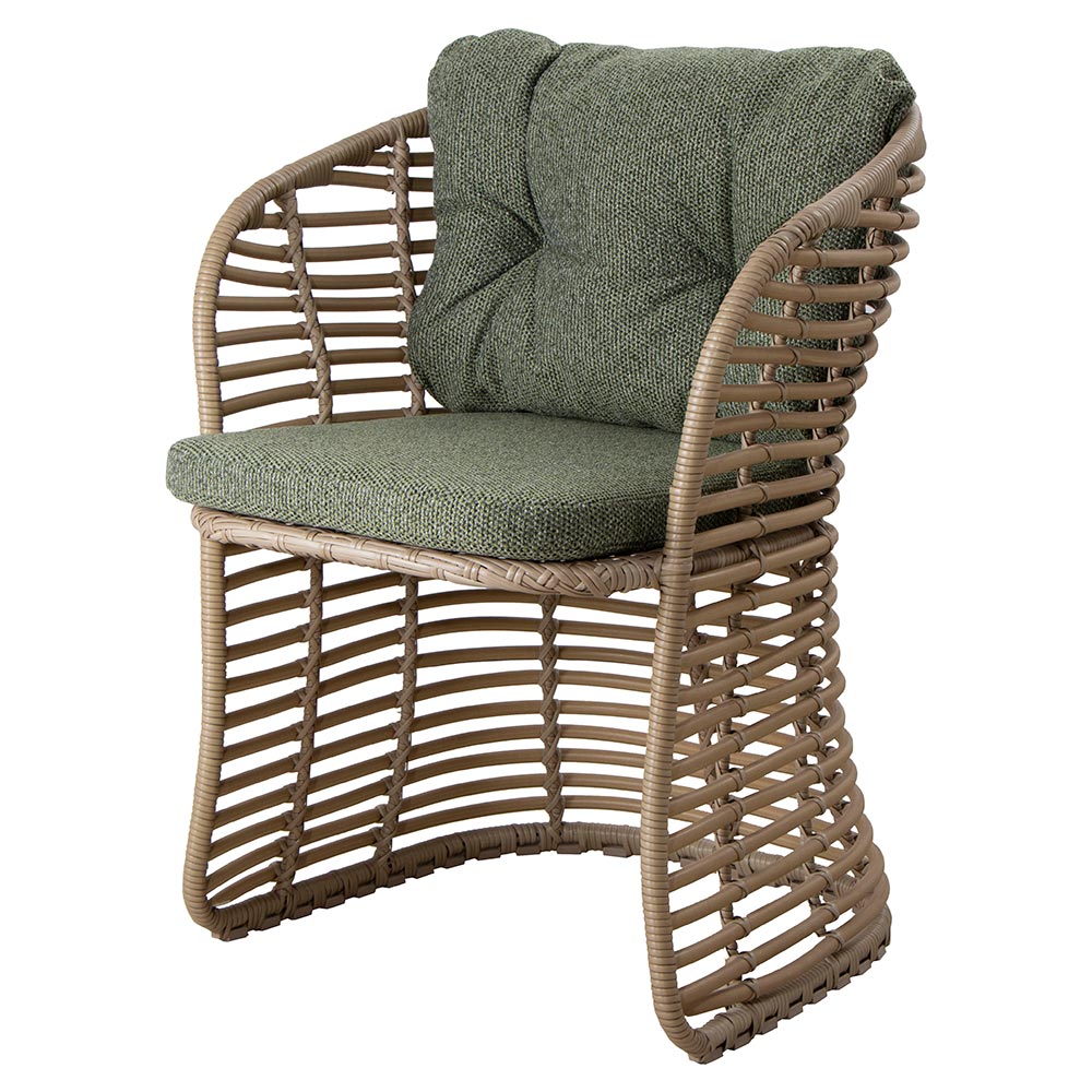 Basket Chair - Dark Green Cushions, Natural Weave Frame