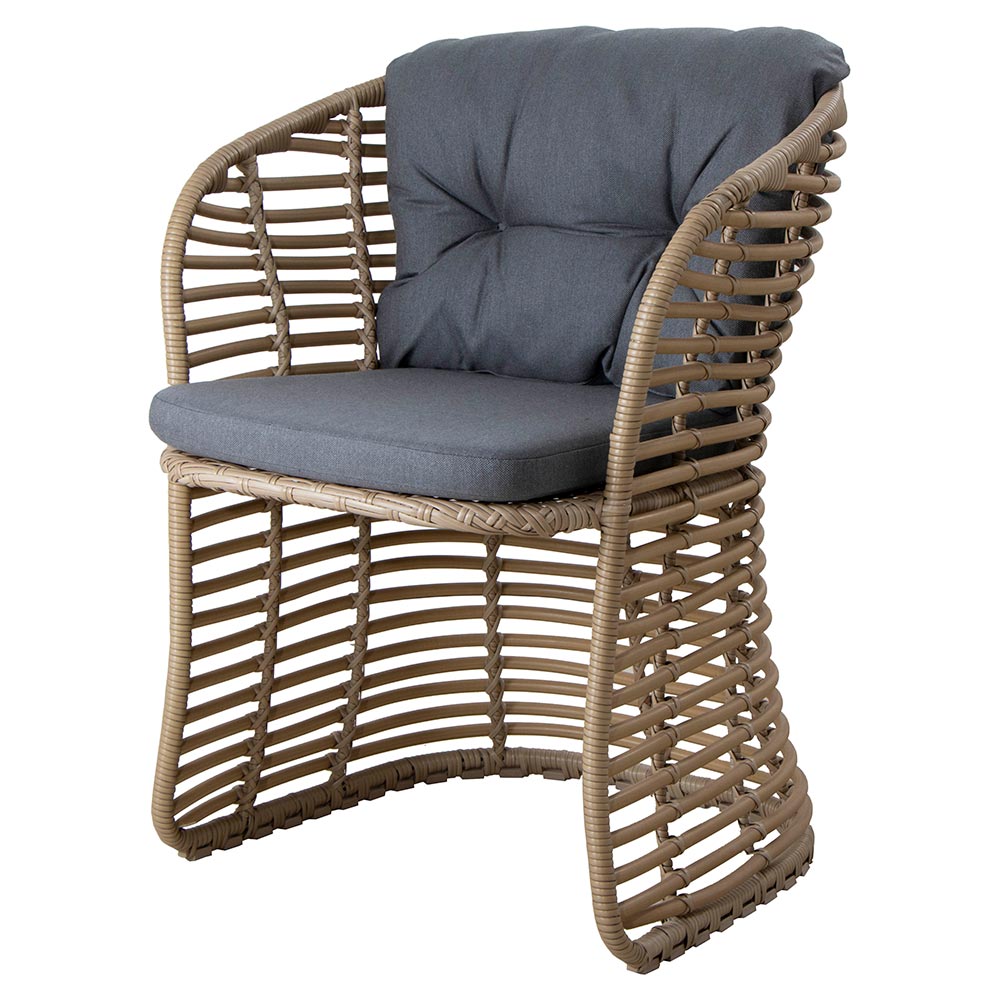 Basket Chair - Gray Natte Cushions, Natural Weave Frame