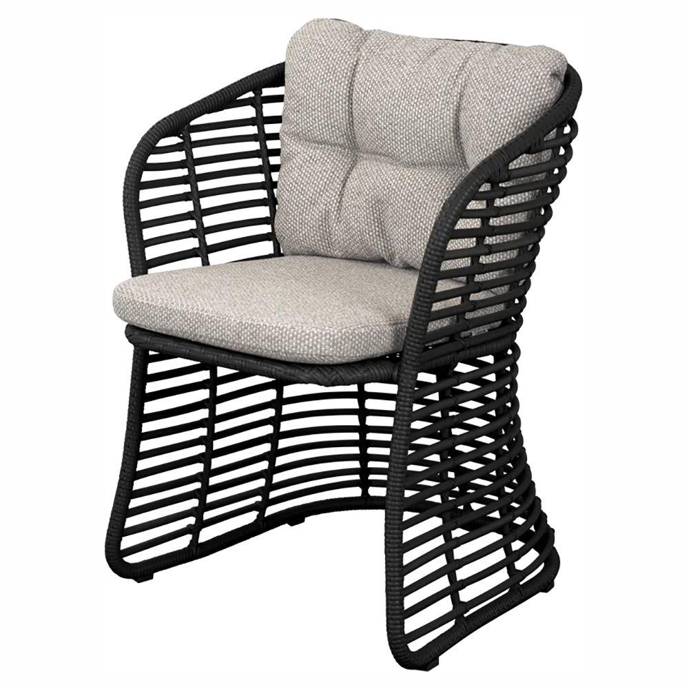 Basket Chair - Light Brown Rise Cushions, Graphite Weave Frame