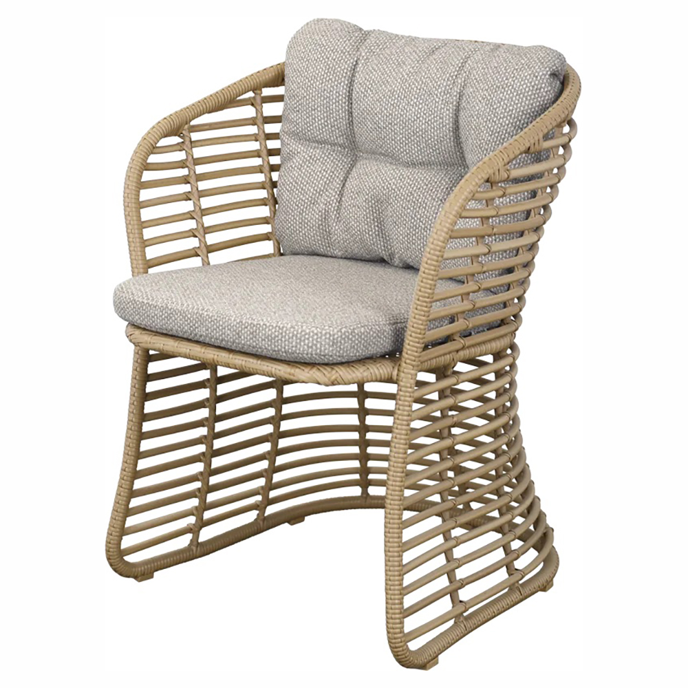 Basket Chair - Light Brown Rise Cushions, Natural Weave Frame