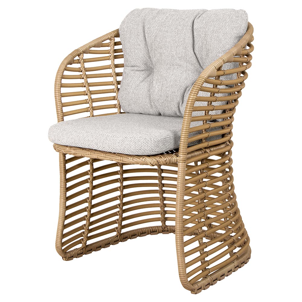 Basket Chair - Light Brown Wove Cushions, Natural Weave Frame