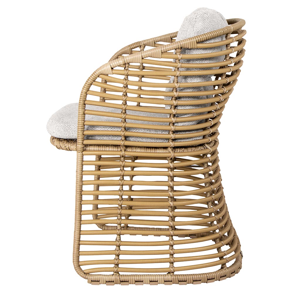 Basket Chair - Light Brown Wove Cushions, Natural Weave Frame