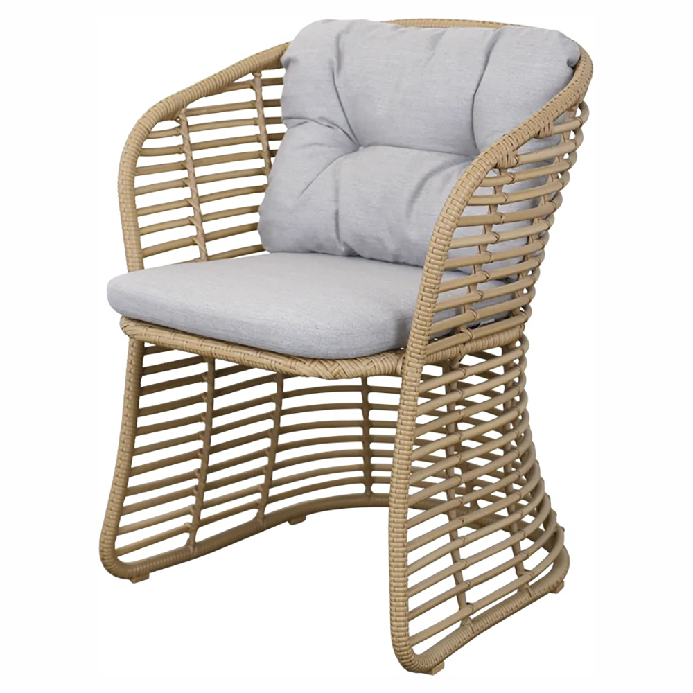 Basket Chair - Light Gray Cushions, Natural Weave Frame
