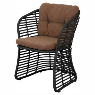 Basket Chair - Umber Brown Cushions, Graphite Weave Frame