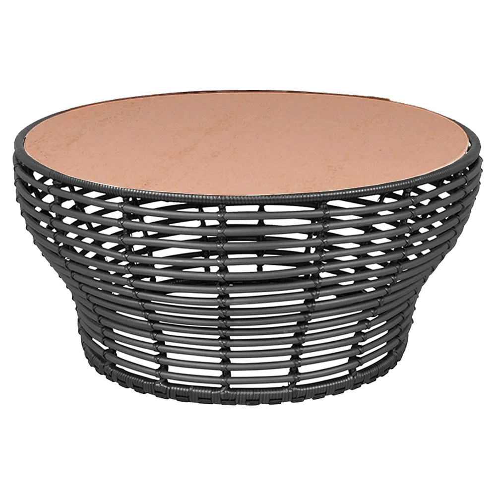 Basket Large Coffee Table - Terracotta Ceramic Top, Graphite Weave Base | Rouse Home