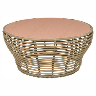 Basket Large Coffee Table - Terracotta Ceramic Top, Natural Weave Base
