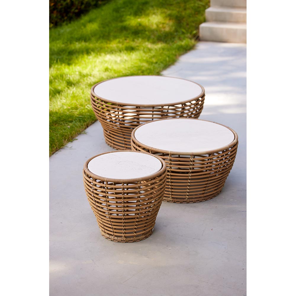 Basket Large Coffee Table - Terracotta Ceramic Top, Natural Weave Base | Rouse Home