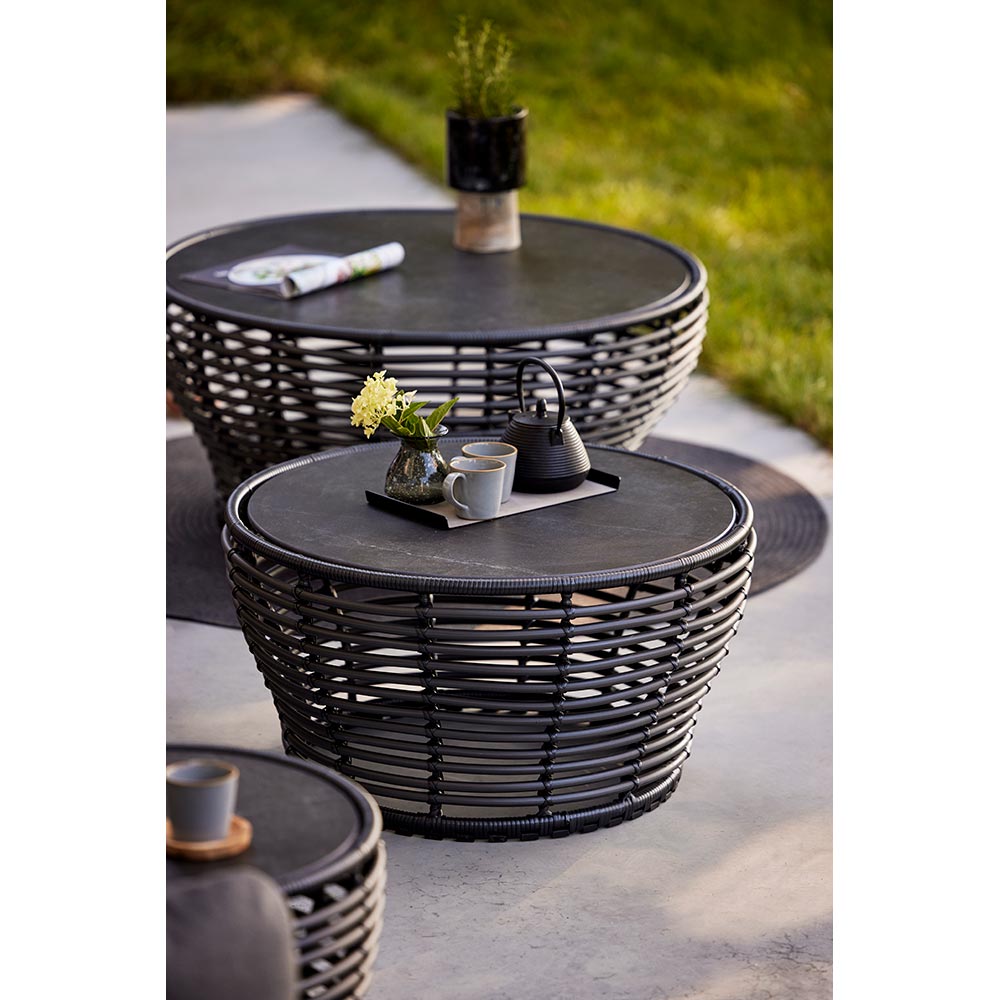 Basket Large Coffee Table - Terracotta Ceramic Top, Natural Weave Base | Rouse Home