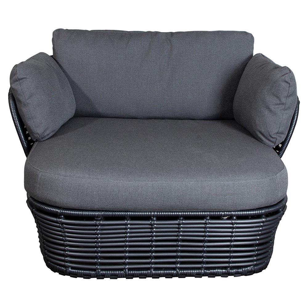 Basket Lounge Chair - Gray Cushions, Graphite Weave Base