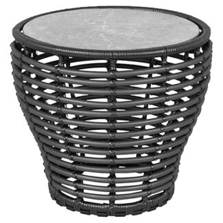 Basket Small Coffee Table - Fossil Gray Ceramic Top, Graphite Weave Base