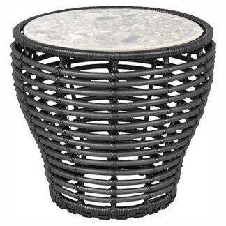 Basket Small Coffee Table - Multi Color Ceramic Top, Graphite Weave Base