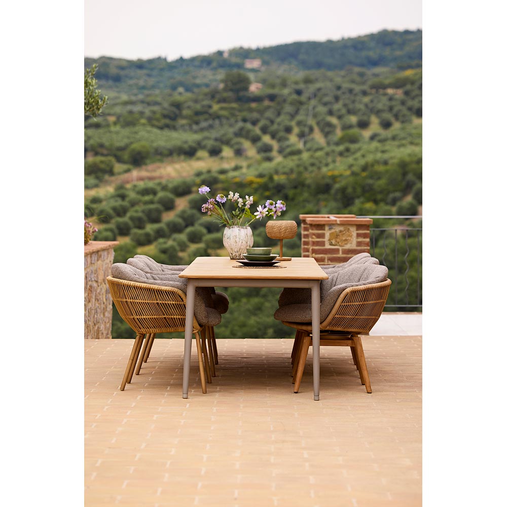 Core Dining Table - Teak Top, Taupe Aluminum Base | Rouse Home