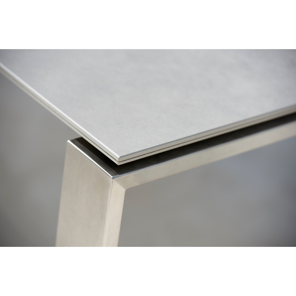 Edge Dining Table With Extensions - Concrete Gray Ceramic Top, Steel Base | Rouse Home