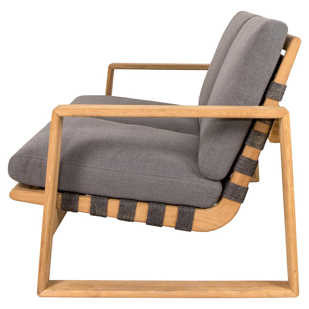 Endless Soft 2 Seater Sofa - Gray Cushions, Dark Gray Rope, Teak Frame | Rouse Home
