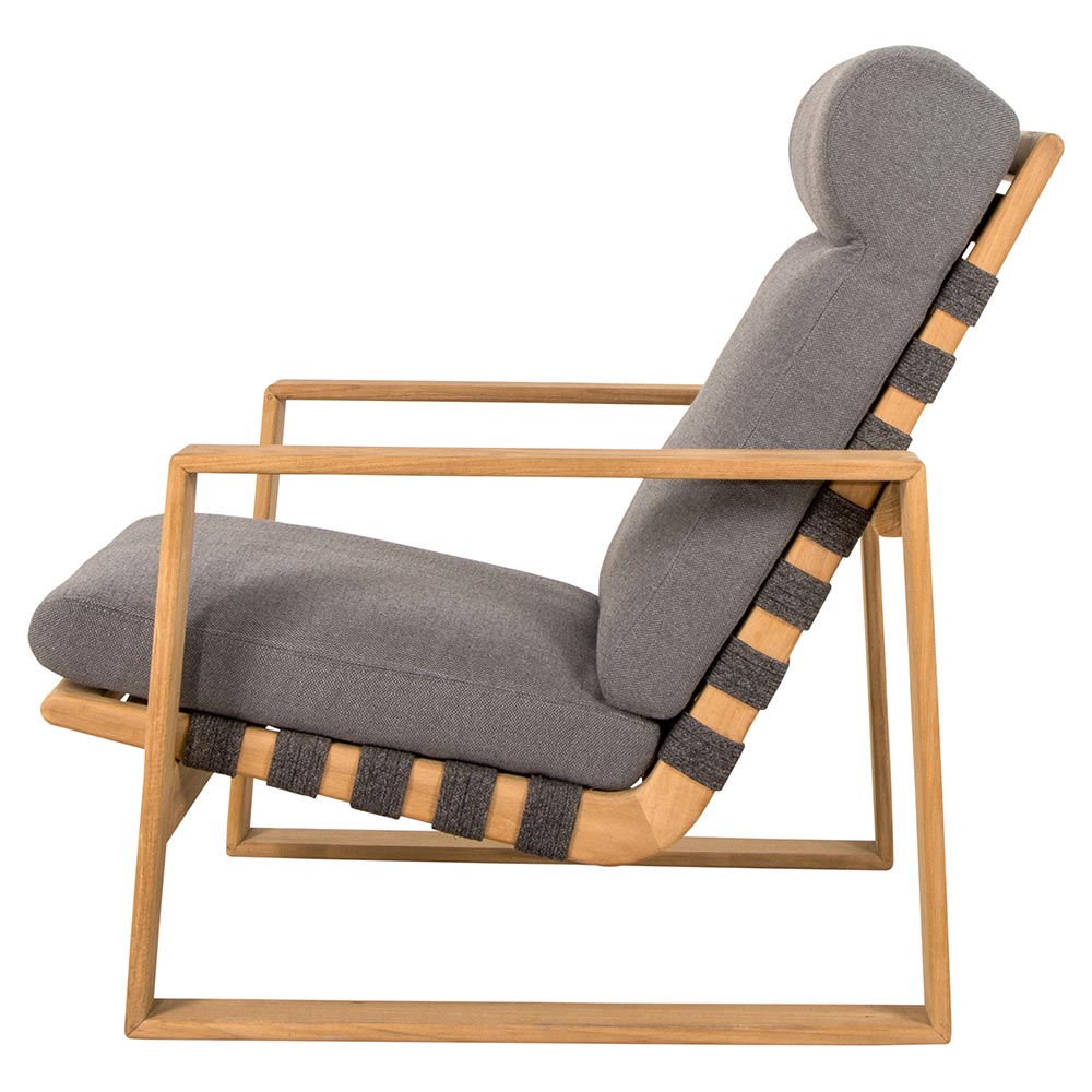 Endless Soft Highback Chair - Gray Cushions, Dark Gray Rope, Teak Frame | Rouse Home