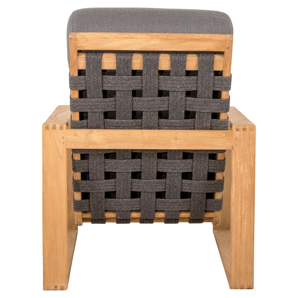 Endless Soft Highback Chair - Gray Cushions, Dark Gray Rope, Teak Frame | Rouse Home