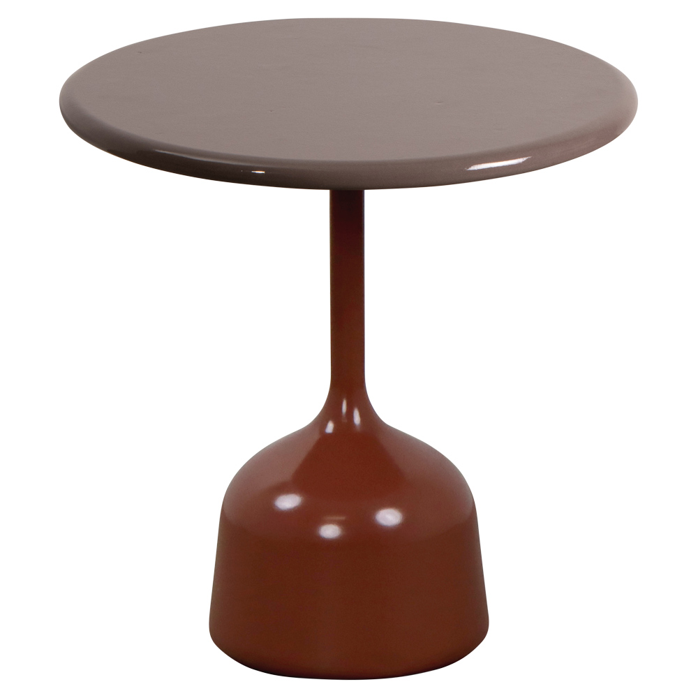 Glaze Small Coffee Table Taupe Lava Stone Top Desert Red Aluminum Base 1 | Rouse Home