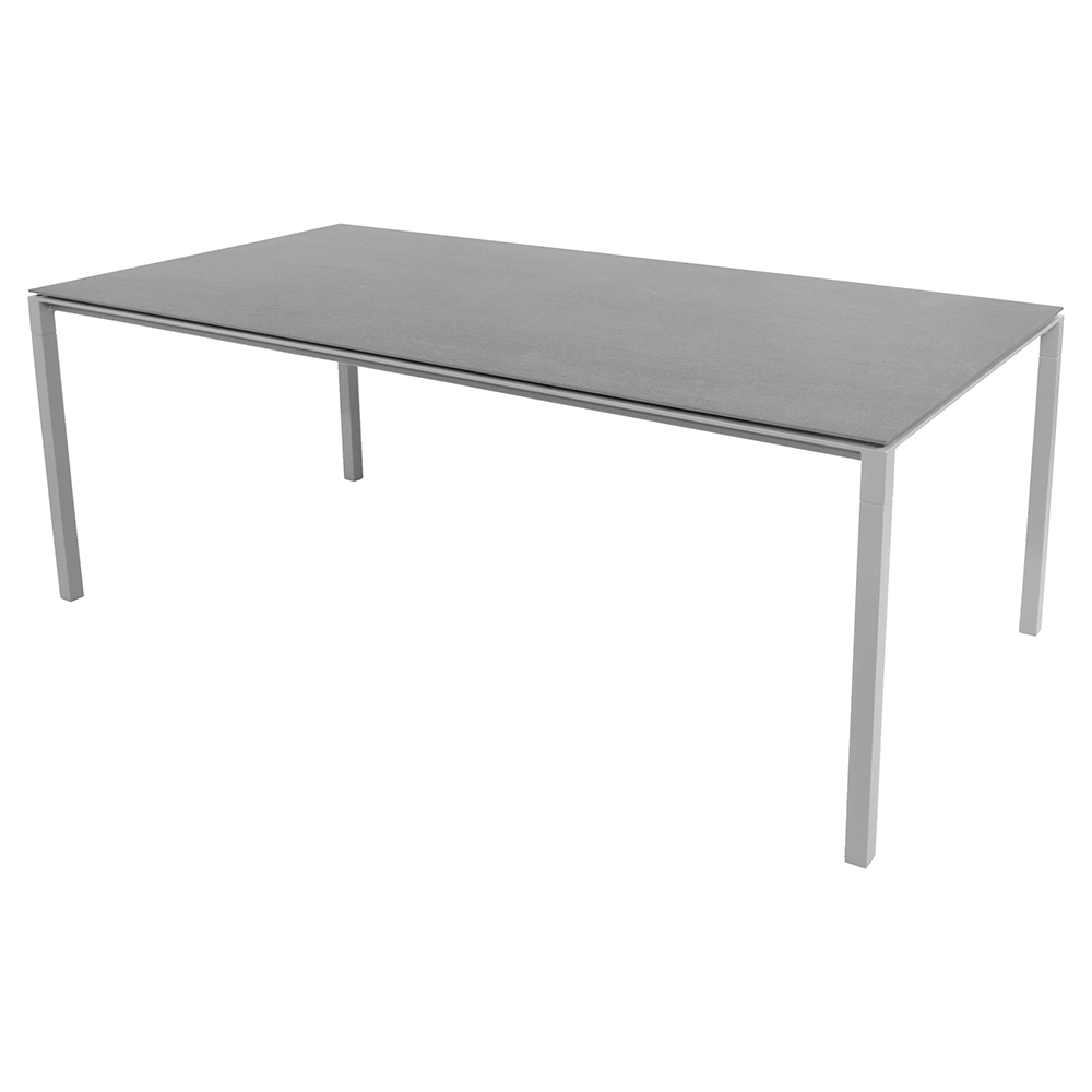 Pure Rectangular Dining Table - Basalt Ceramic Top, Light Gray Aluminum Base | Rouse Home