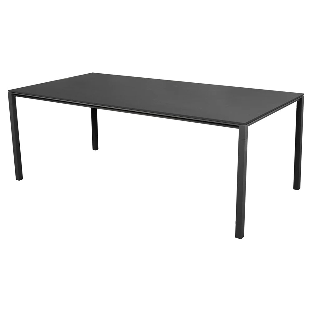 Pure Rectangular Dining Table - Black Linoleum Top, Lava Gray Aluminum Base