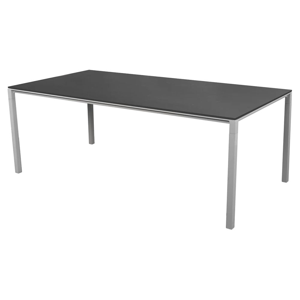 Pure Rectangular Dining Table - Black Linoleum Top, Light Gray Aluminum Base | Rouse Home