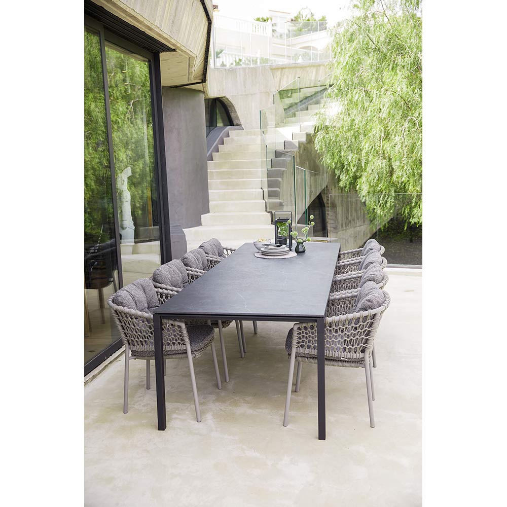 Pure Rectangular Dining Table - Black Linoleum Top, Light Gray Aluminum Base | Rouse Home
